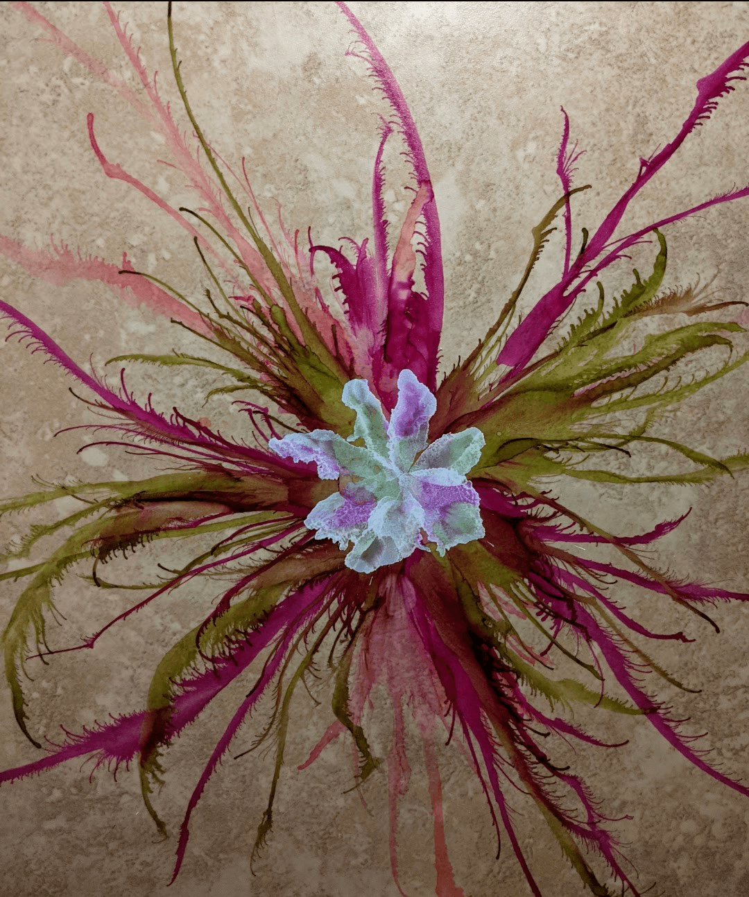 Pink radial ink art